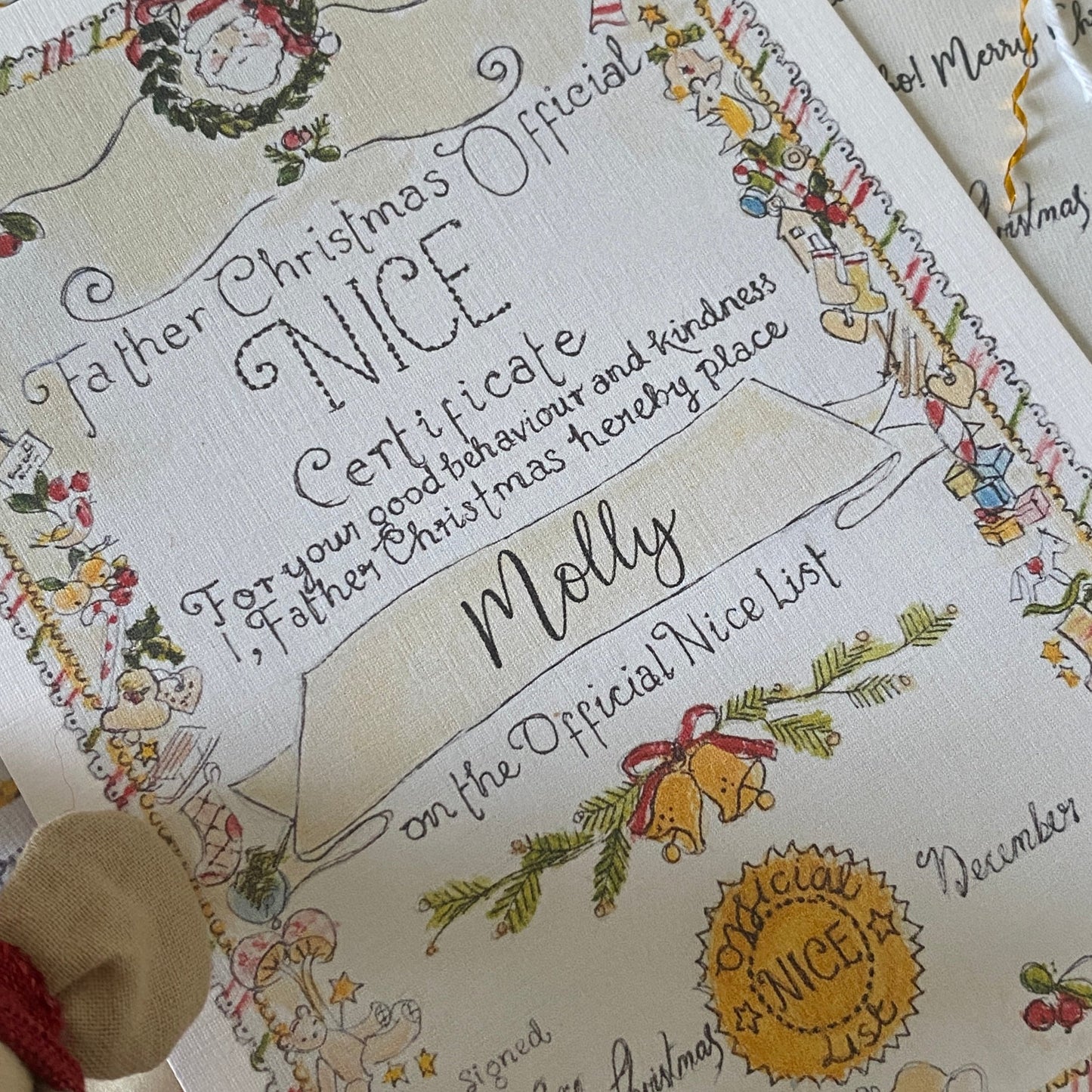 Official Personalised Christmas Nice List Certificate