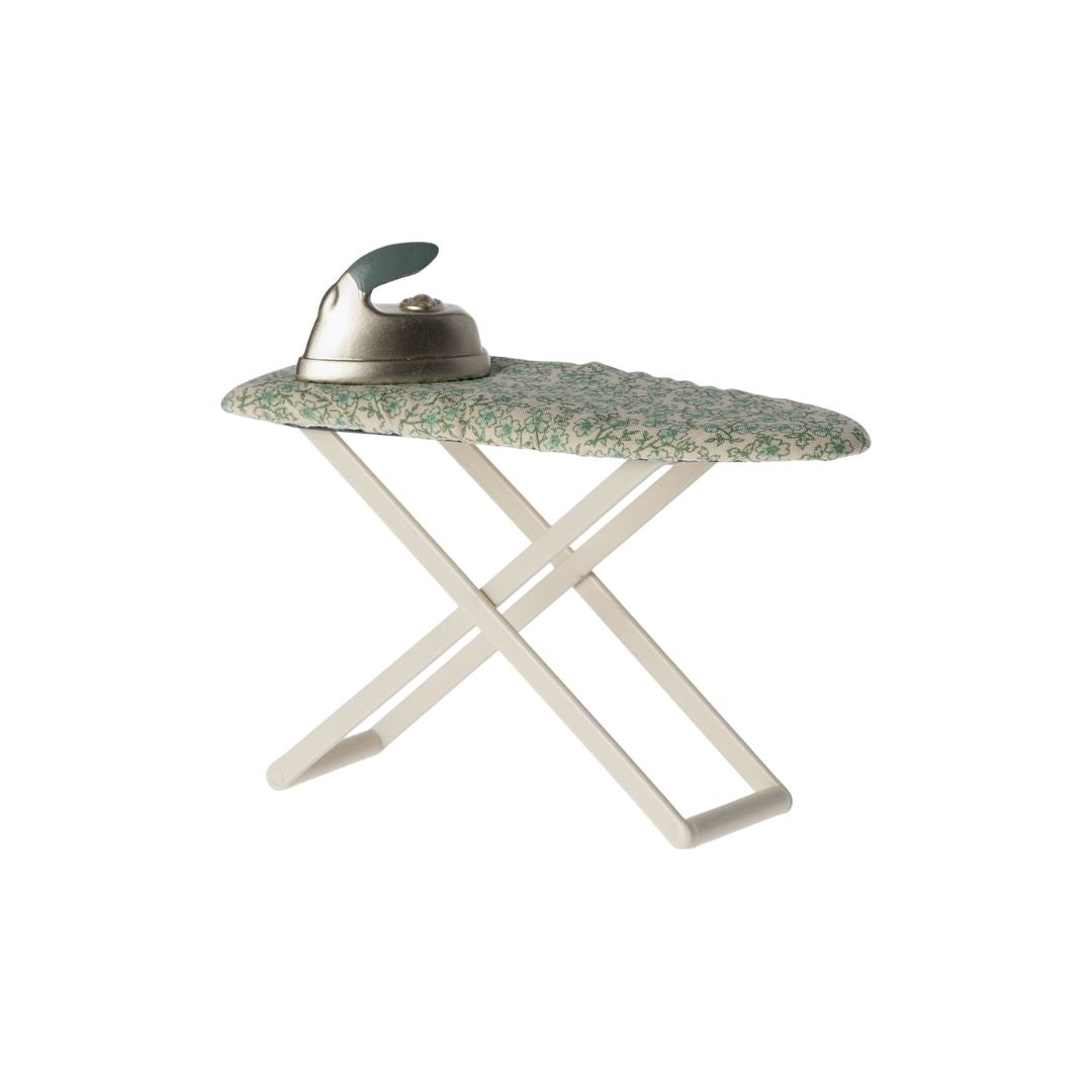 Maileg dollshouse ironing board with little iron, pretty Maileg print fabric