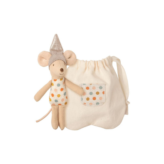 Maileg mini tooth fairy with a mini tooth fairy bag and spotty outfit