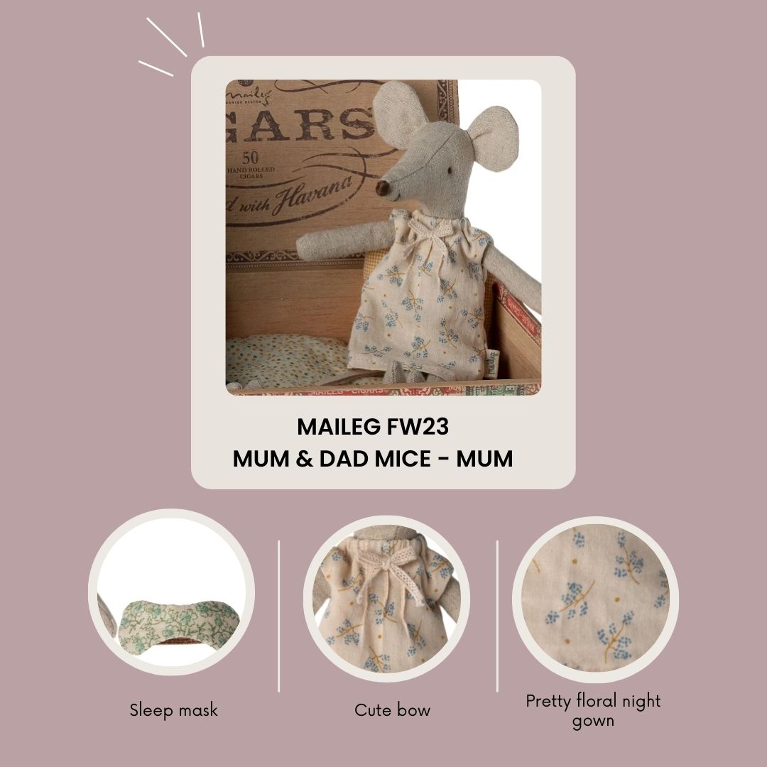 Maileg FW23 Mum and dad mice in cigarbox