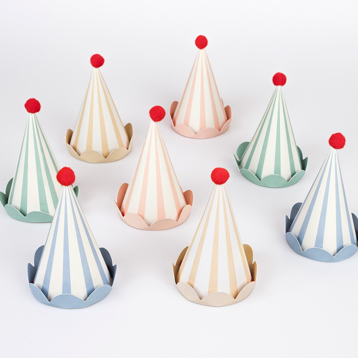 Meri Meri Stripe Pastel Party Hats (x 8)