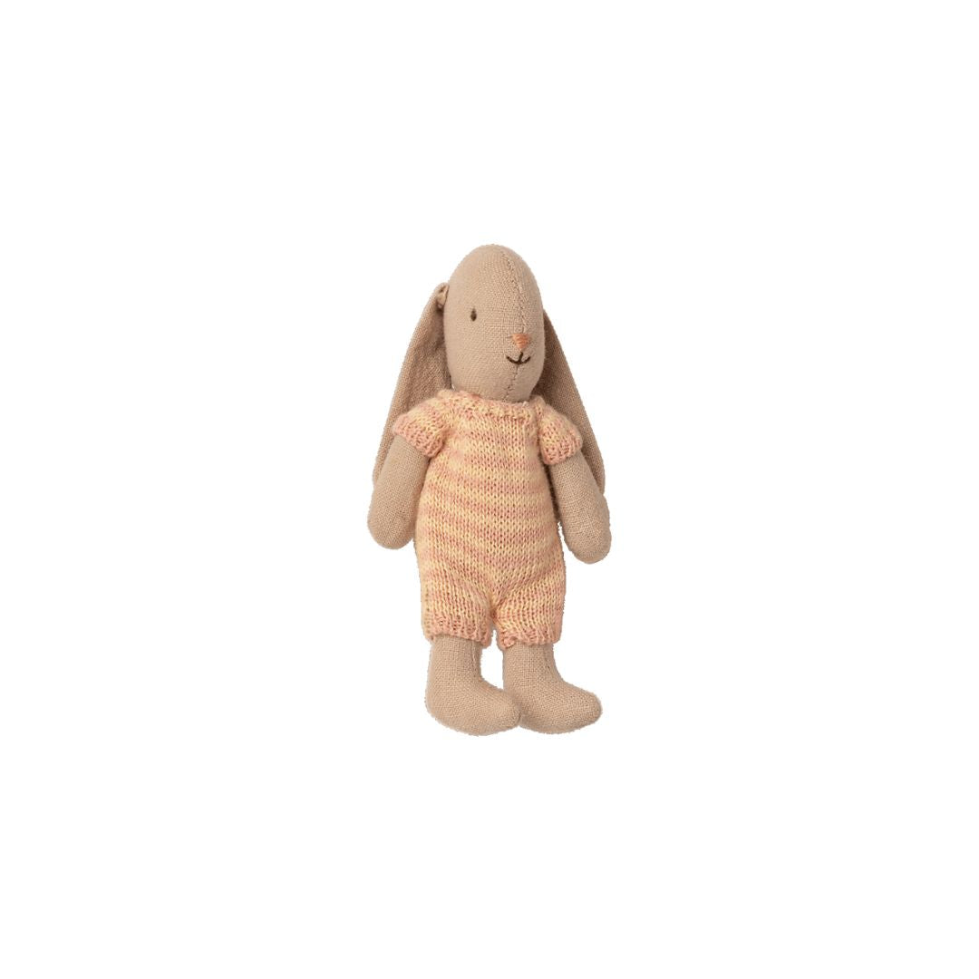 Maileg pink little bunny with stripe outfit