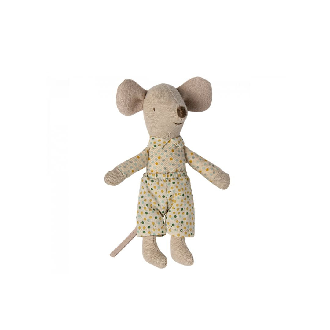 Maileg SS24 Little Brother Mouse in matchbox, Blue Spotty