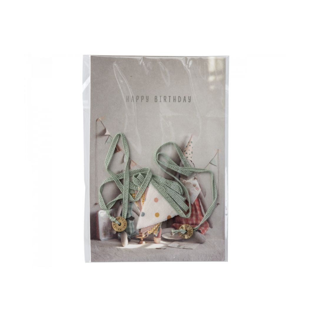 Maileg birthday bunting with pretty printed design for a mouse house