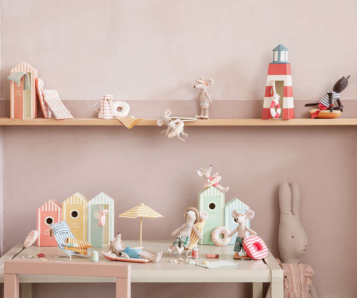 Maileg Beach set, Mouse - Shovel, bucket & shells