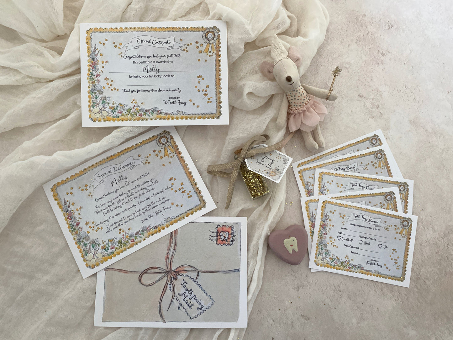 Keepsake Tooth Fairy Certificate for a Child's First Lost Tooth