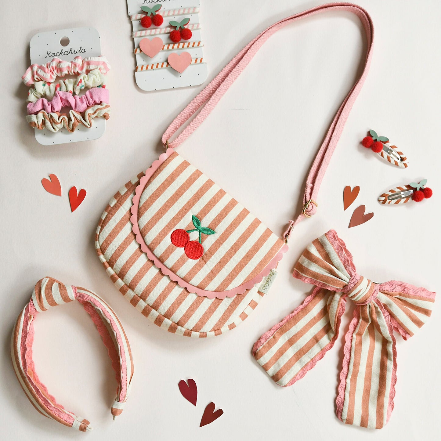Rockahula Cherry Stripe Scrunchie Set