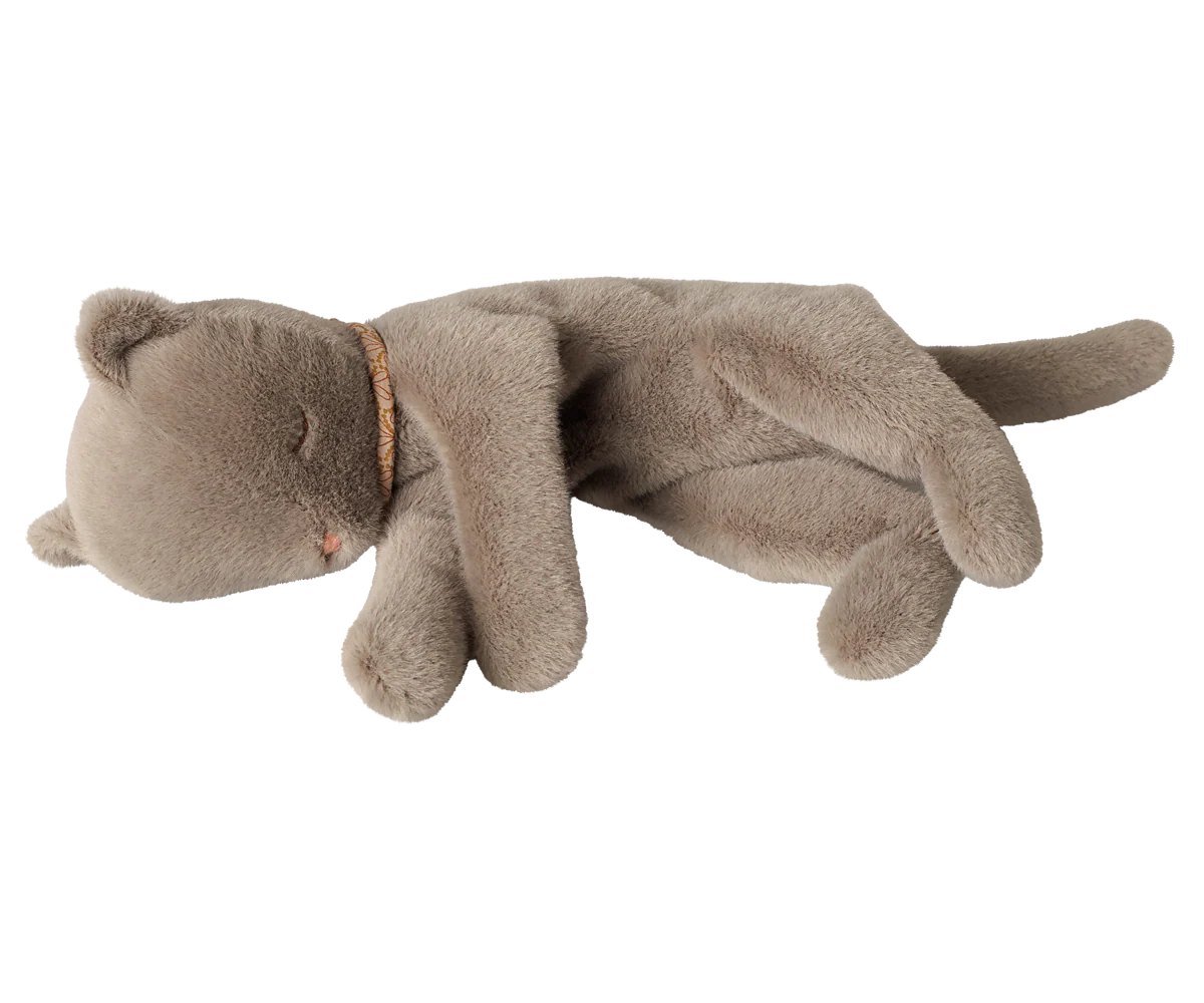 Maileg Sleeping kitten plush, Medium - Grey
