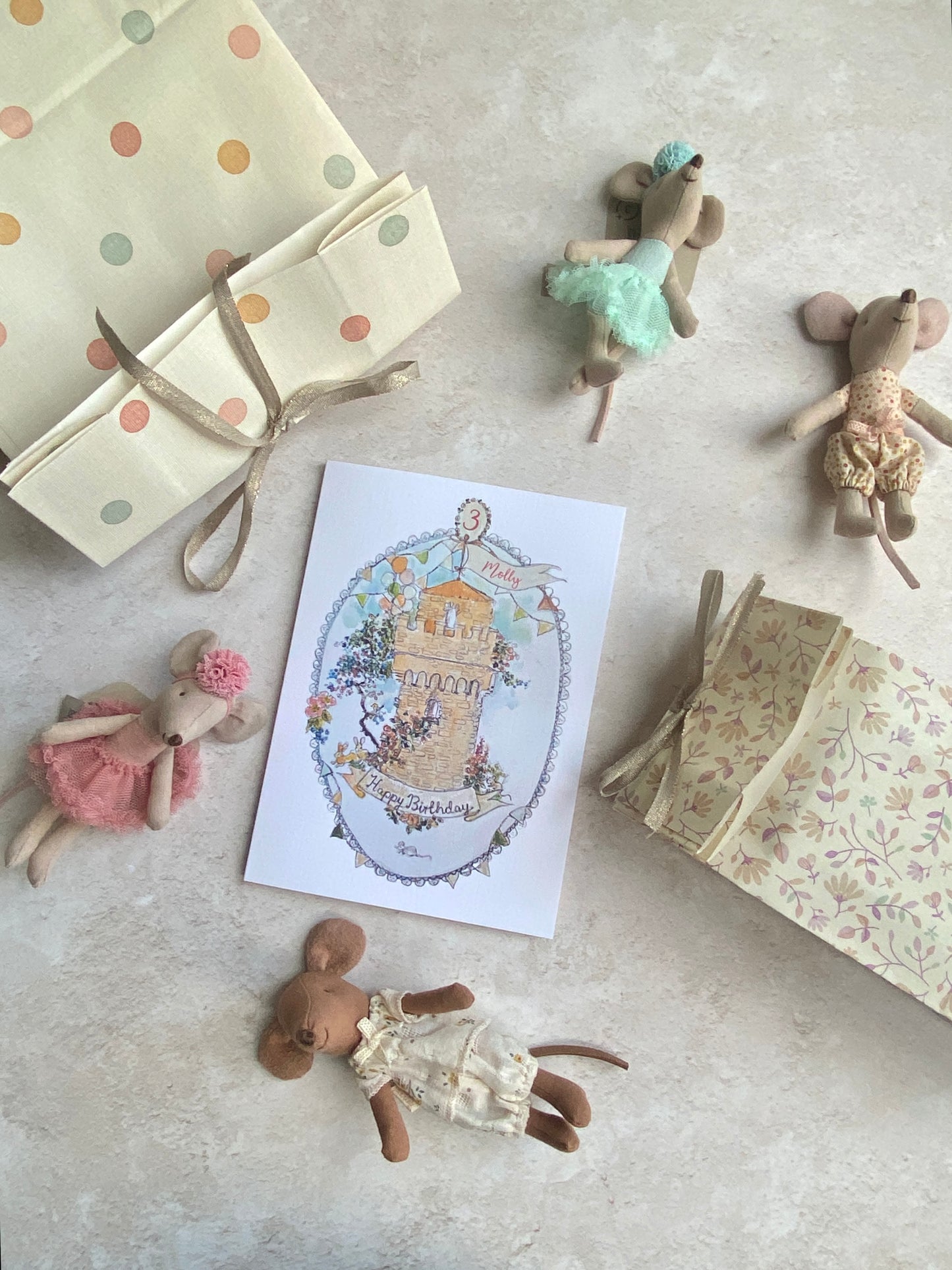 Little Mouse Fairytale Castle Personalised Birthday Card