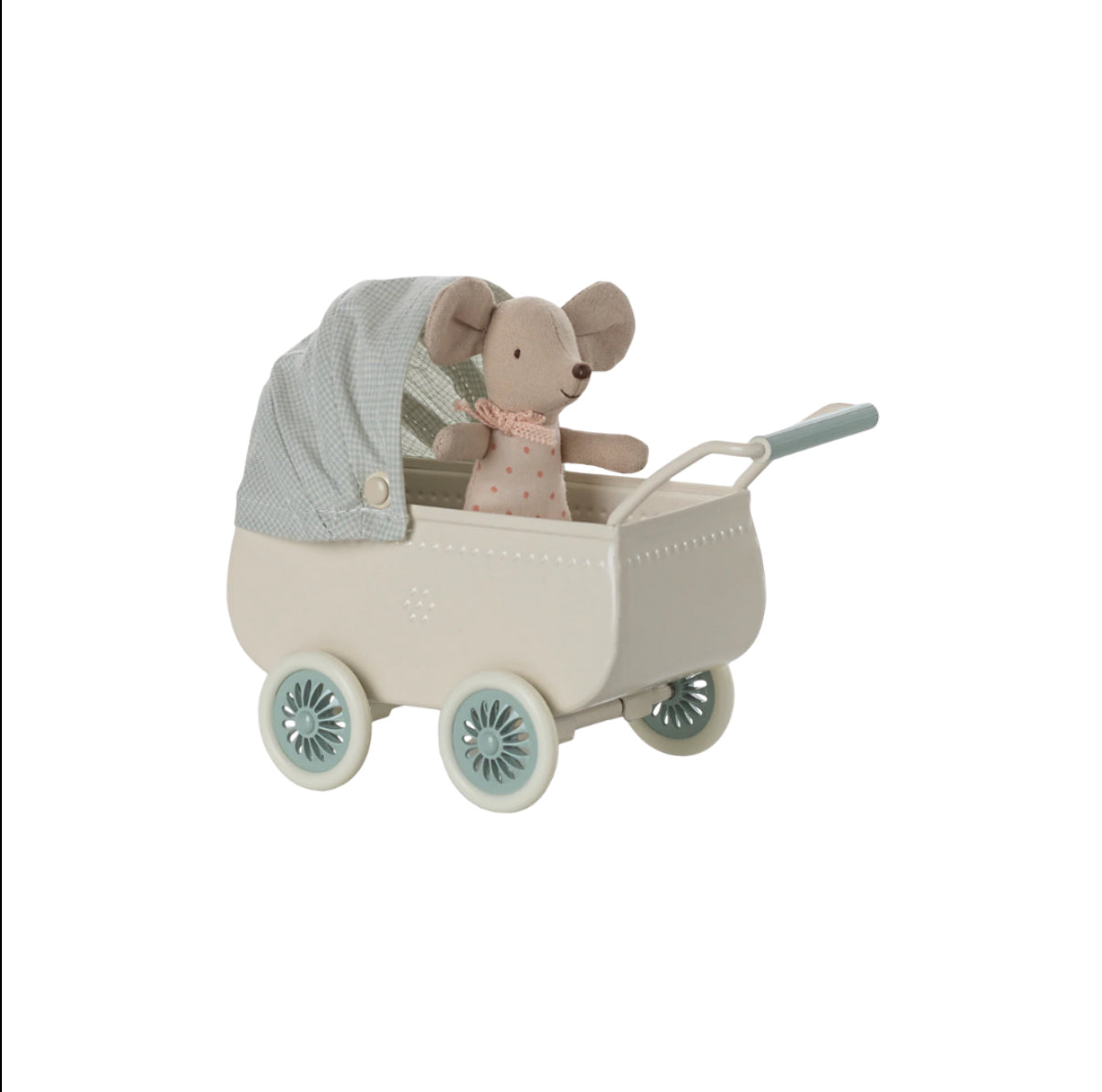 Maileg Pram with baby mouse - Mint