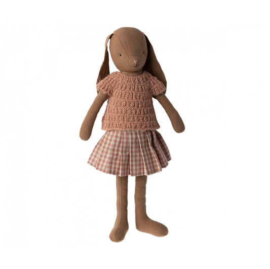 Maileg SS24 Bunny size 3, Chocolate brown, Knitted shirt and skirt (DUE MID JUNE)