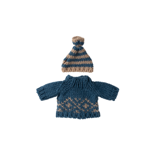 Maileg Dad Mouse Knitted Sweater and Hat Clothes