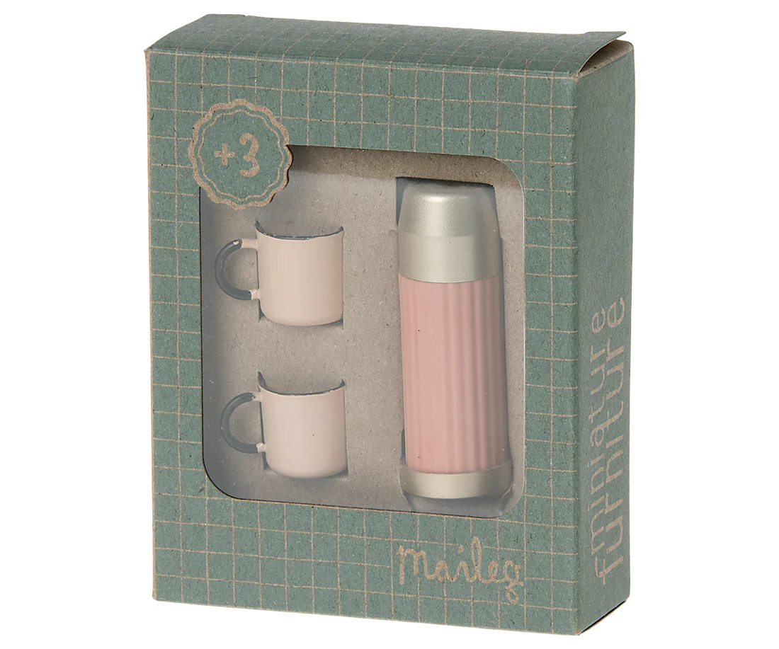 Maileg Thermos and cups set, Soft Coral