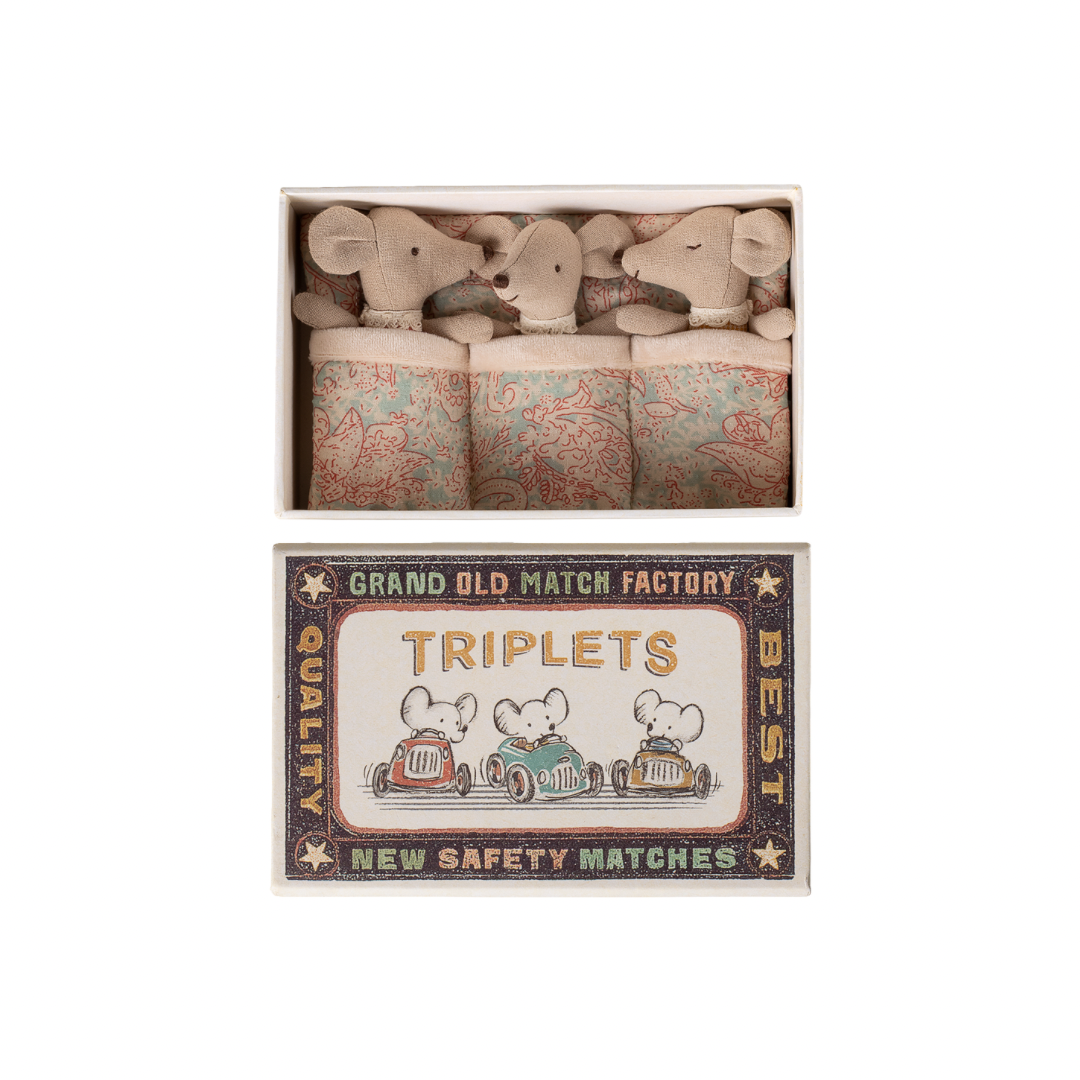 Maileg Baby Mouse Triplets in Matchbox – Checker