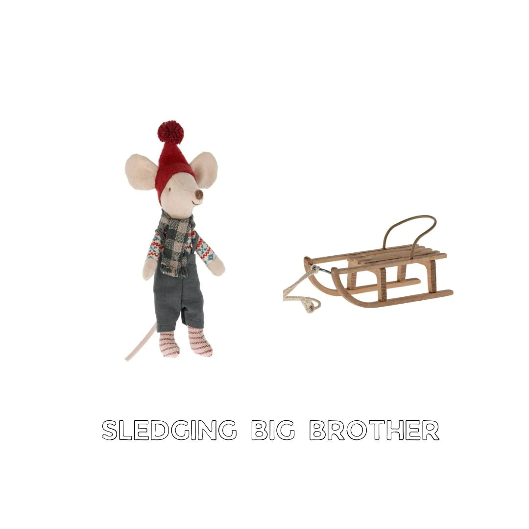 Maileg christmas sledge and christmss big brother bundle gift set, perfect christmas maileg stocking miller