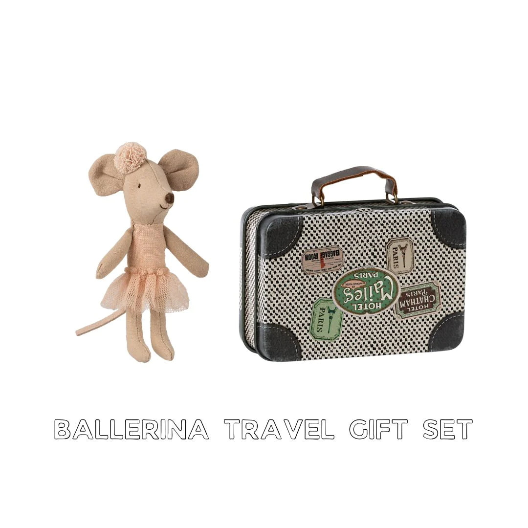 Maileg ballerina travel pink gift set