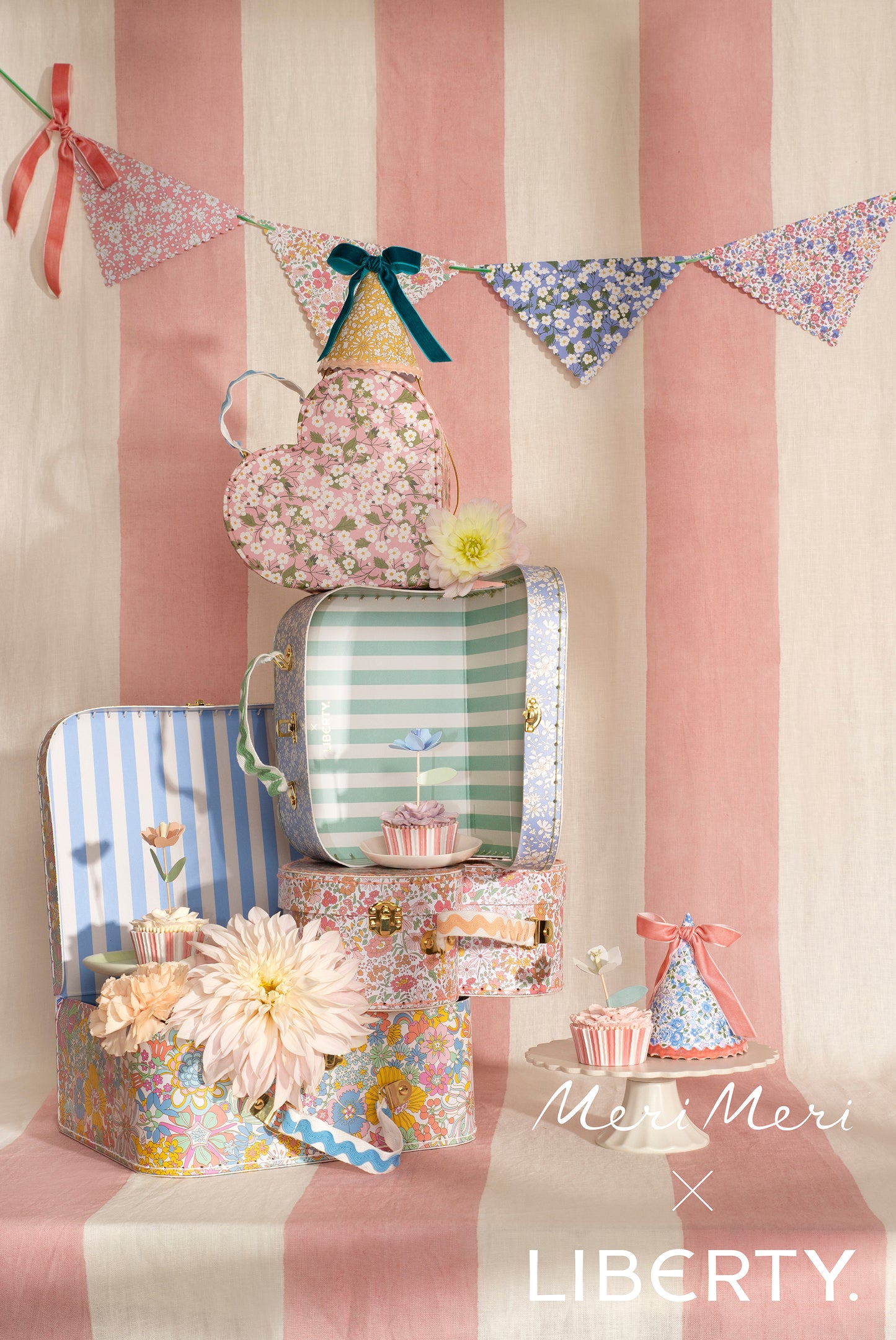 Meri Meri x Liberty London Heart Suitcases, Set of 2