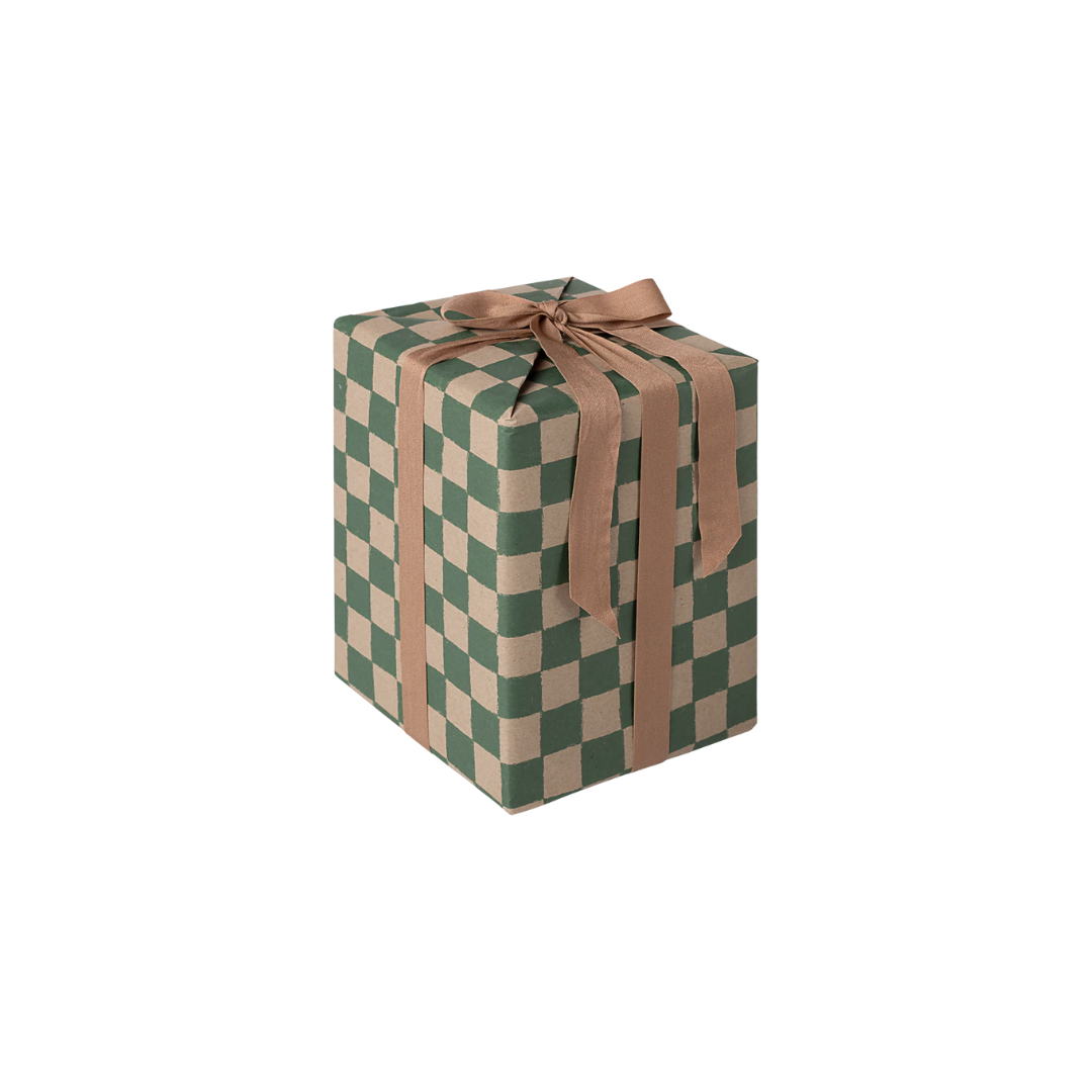 Maileg Gift wrap, 10 m - Checker - Green