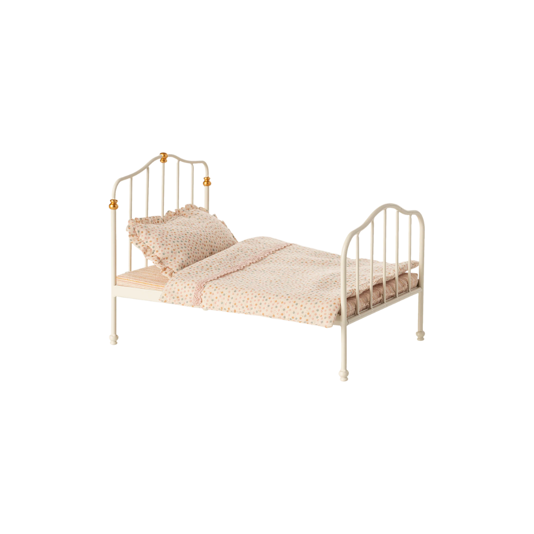 Maileg Vintage double bed, Mouse - Off white