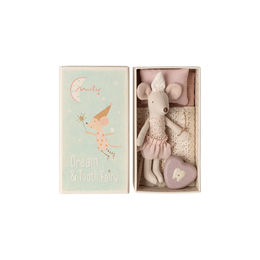 Maileg Tooth fairy mouse, Little sister in matchbox