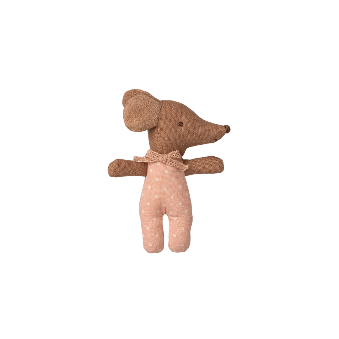 Maileg Sleepy wakey baby mouse in matchbox - Rose