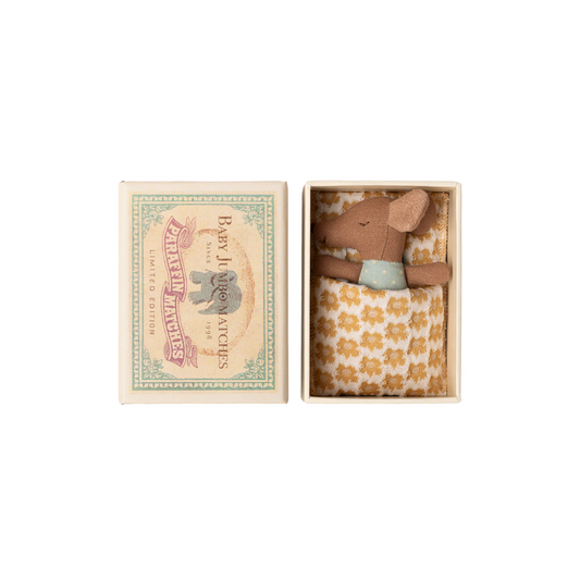 Maileg Sleepy wakey baby mouse in matchbox - Blue