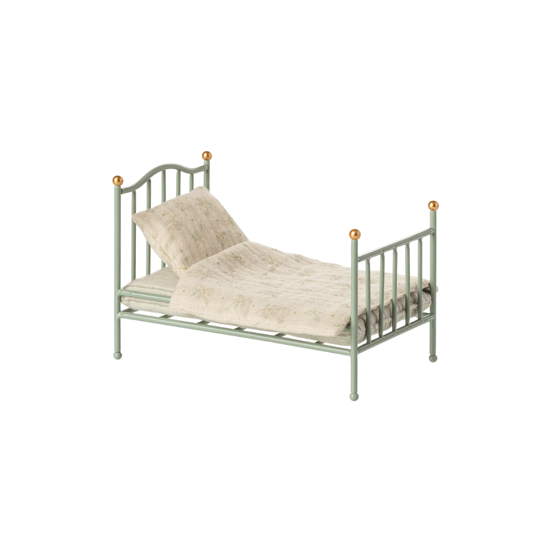 Maileg Vintage single bed, Mouse - Mint