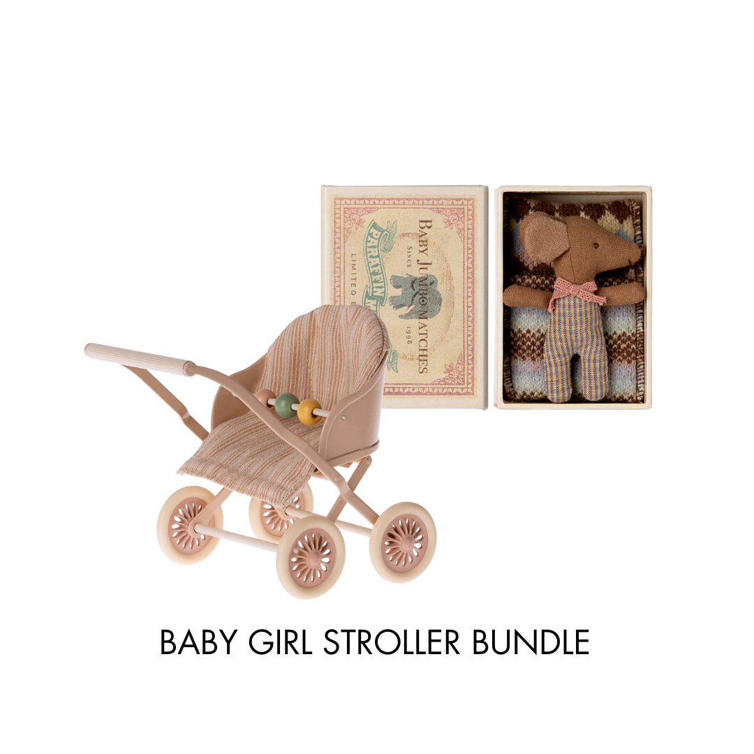 Maileg Baby Girl Stroller Bundle