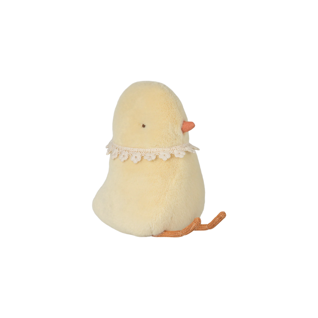 Maileg Easter plush chicken soft toy yellow chicken with floral necklace, whimsical soft toy