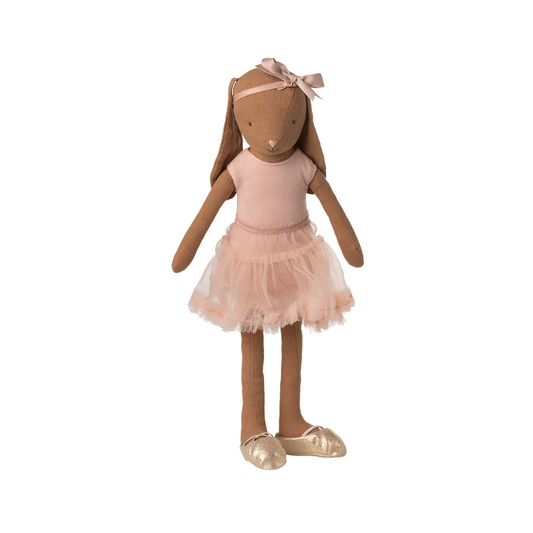 Maileg Bunny size 3, Chocolate brown - Ballet suit and skirt rose, from Maileg SS25 ballerina bunny collection
