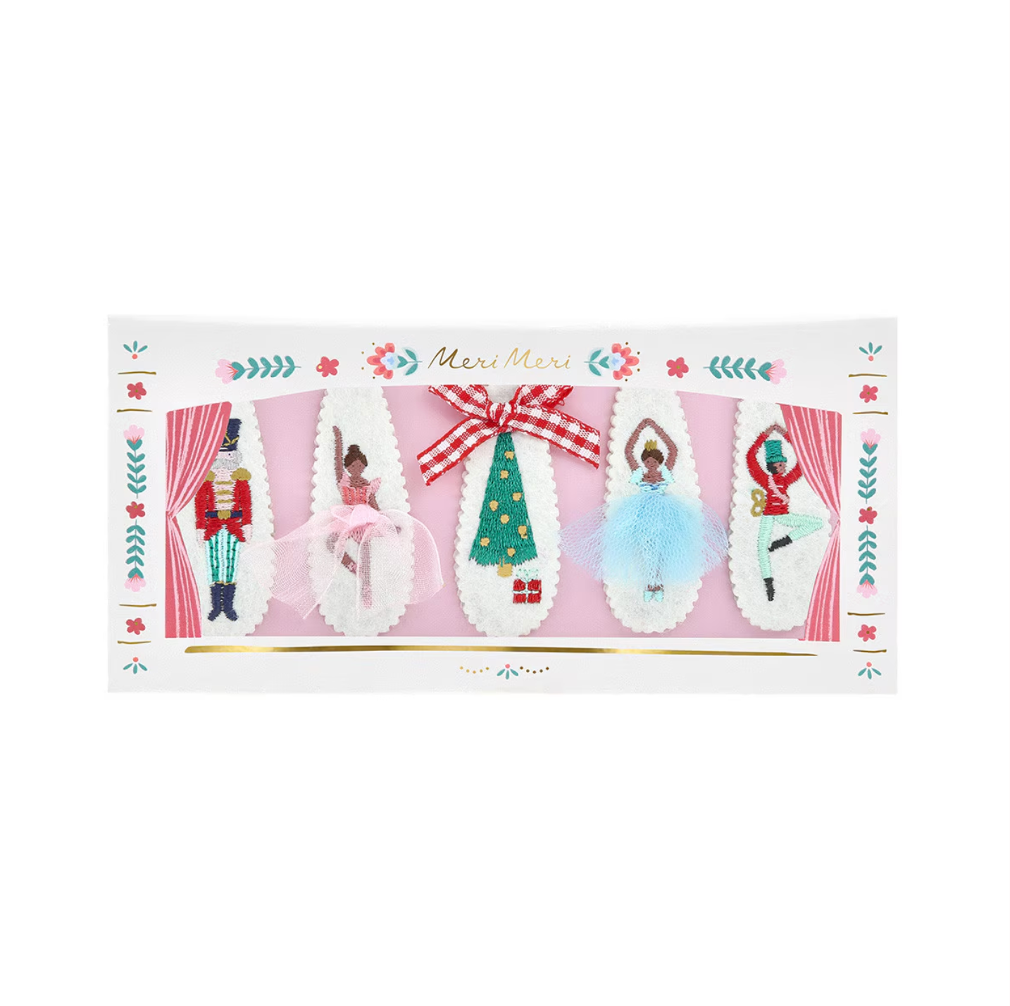 Meri Meri Embroidered Nutcracker Hair Clips (x 5)
