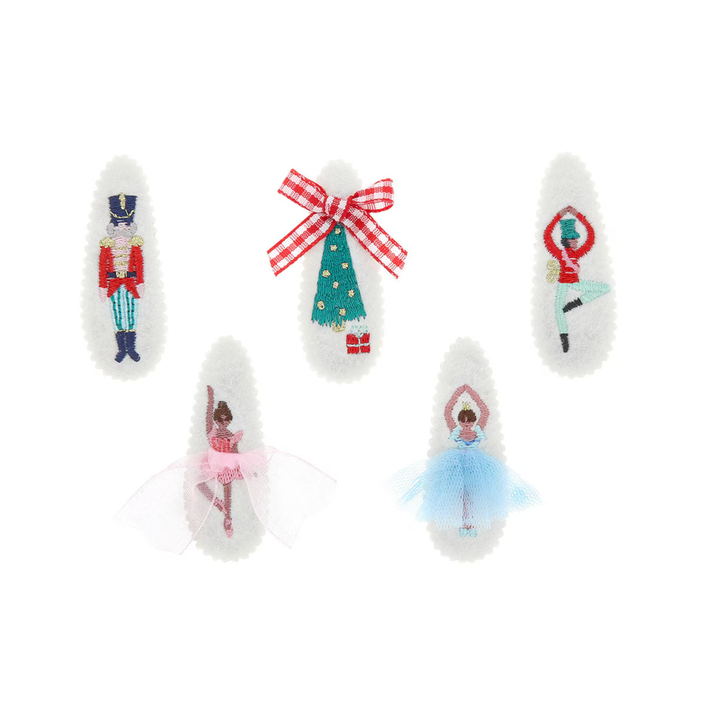 Meri Meri Embroidered Nutcracker Hair Clips (x 5)