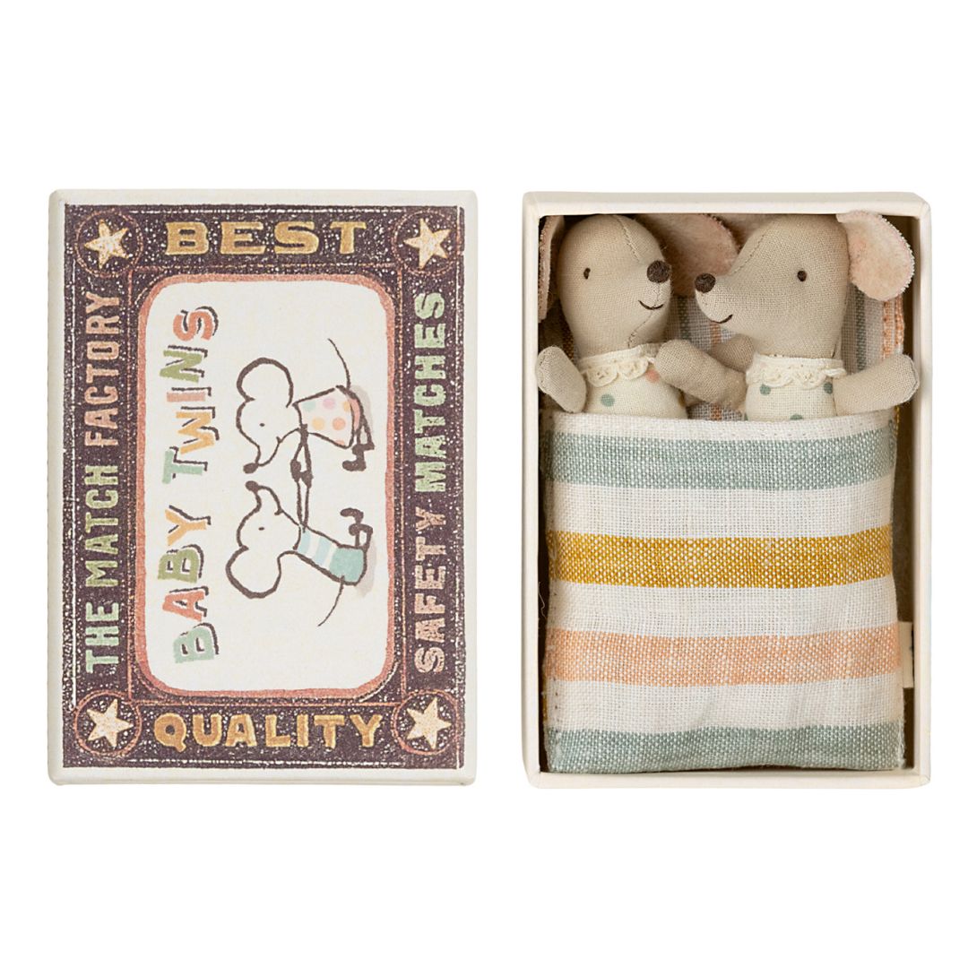 Maileg matchbox twin mice in a sleepy box