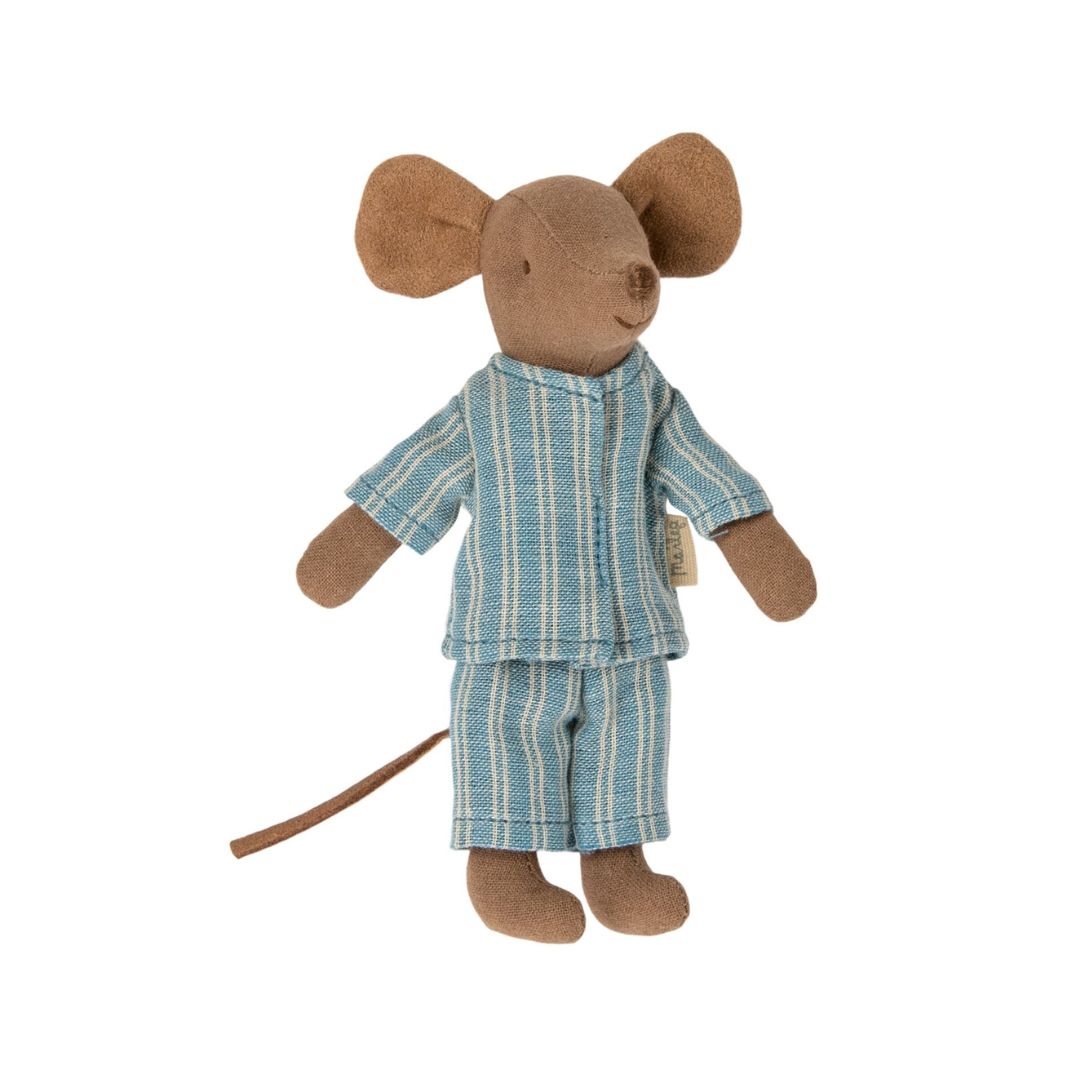 Maileg SS23 big brother mouse toy with blue stripe top and trousers