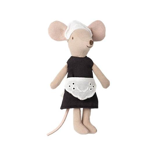Maileg maid mouse wearing maid outfit 
