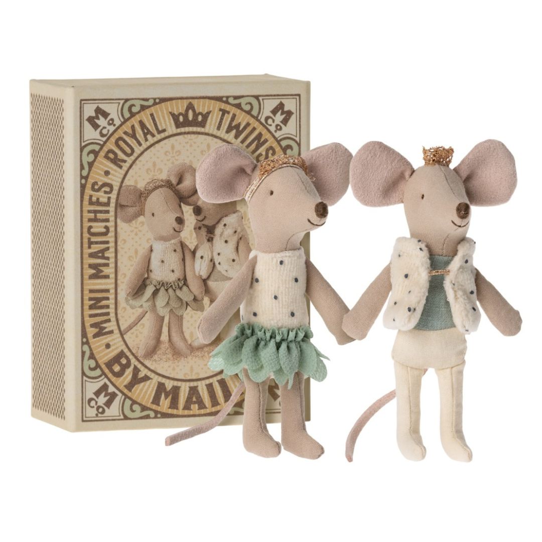 Maileg royal mouse prince and princess twins in a box