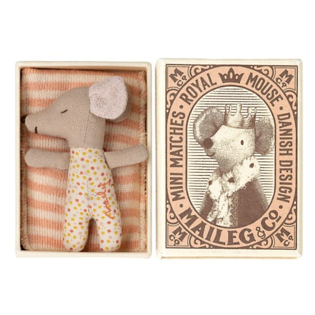 Maileg sleepy wakey girl baby in matchbox