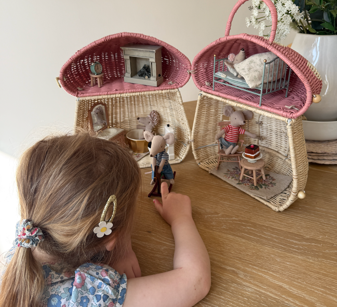 Maileg dolls house hack, Olli Ella mushroom doll house alternative for Maileg mice