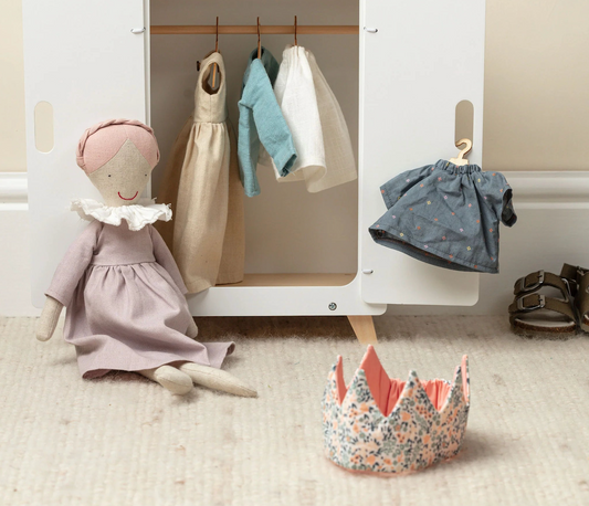 Mr Pickles Dolly Daphne sitting with her clothing - Welcoming the Mr Pickles Adventure Pickles Collection to Mouse in a Box