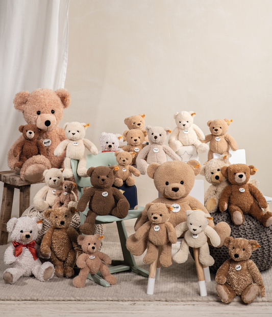 Steiff teddy bear collection at Mouse in a Box, collection of heirloom teddies and soft toys