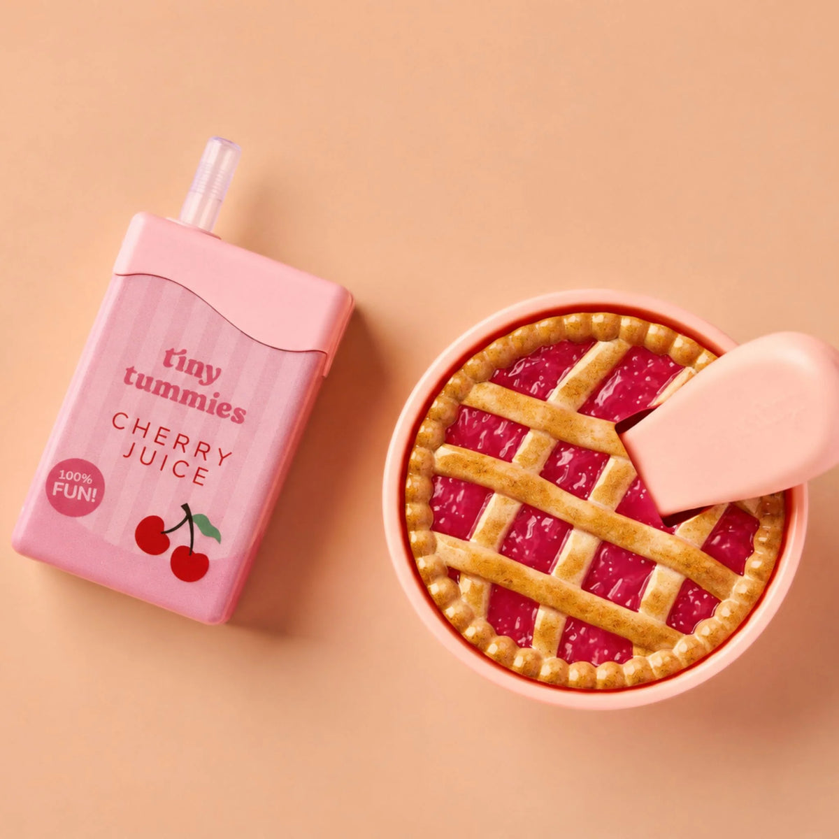 Tiny Harlow Tiny Tummies Cherry Pie Bowl & Cherry Juice Box Set