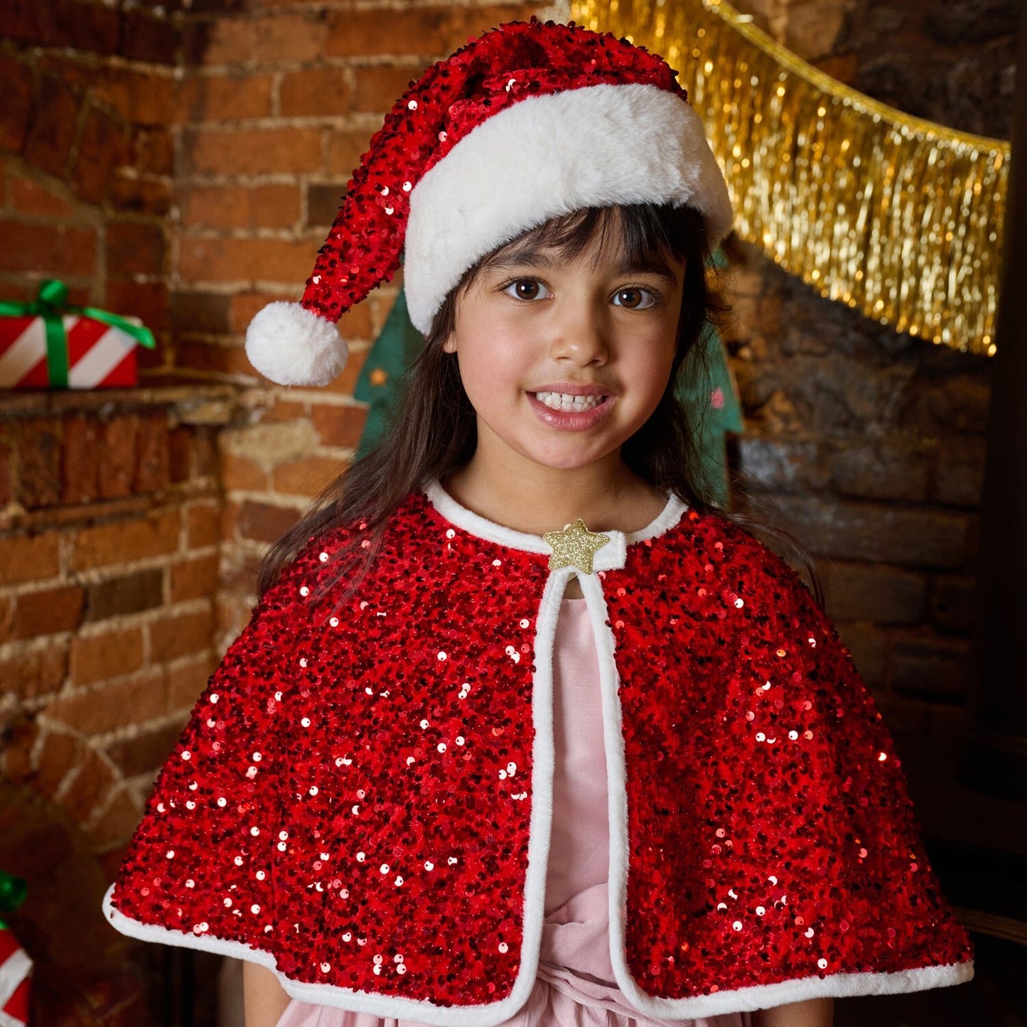 Rockahula Jolly Santa Sequin Velvet Cape (3-10 Years)
