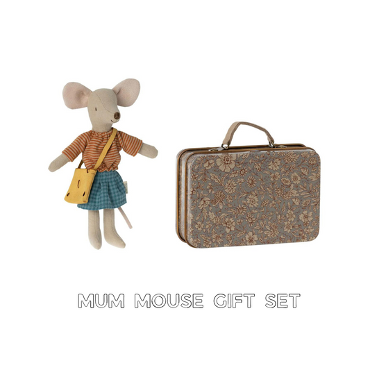 Maileg mum mouse gift set, perfect present for mum or little ones, Maileg blossom grey tin