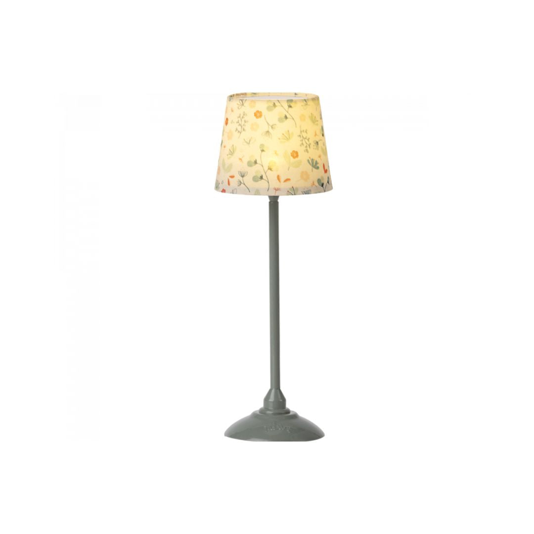 Maileg miniature floor lamp in mint which lights up