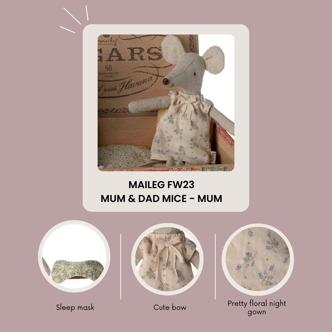Maileg Mum and dad mice in cigarbox