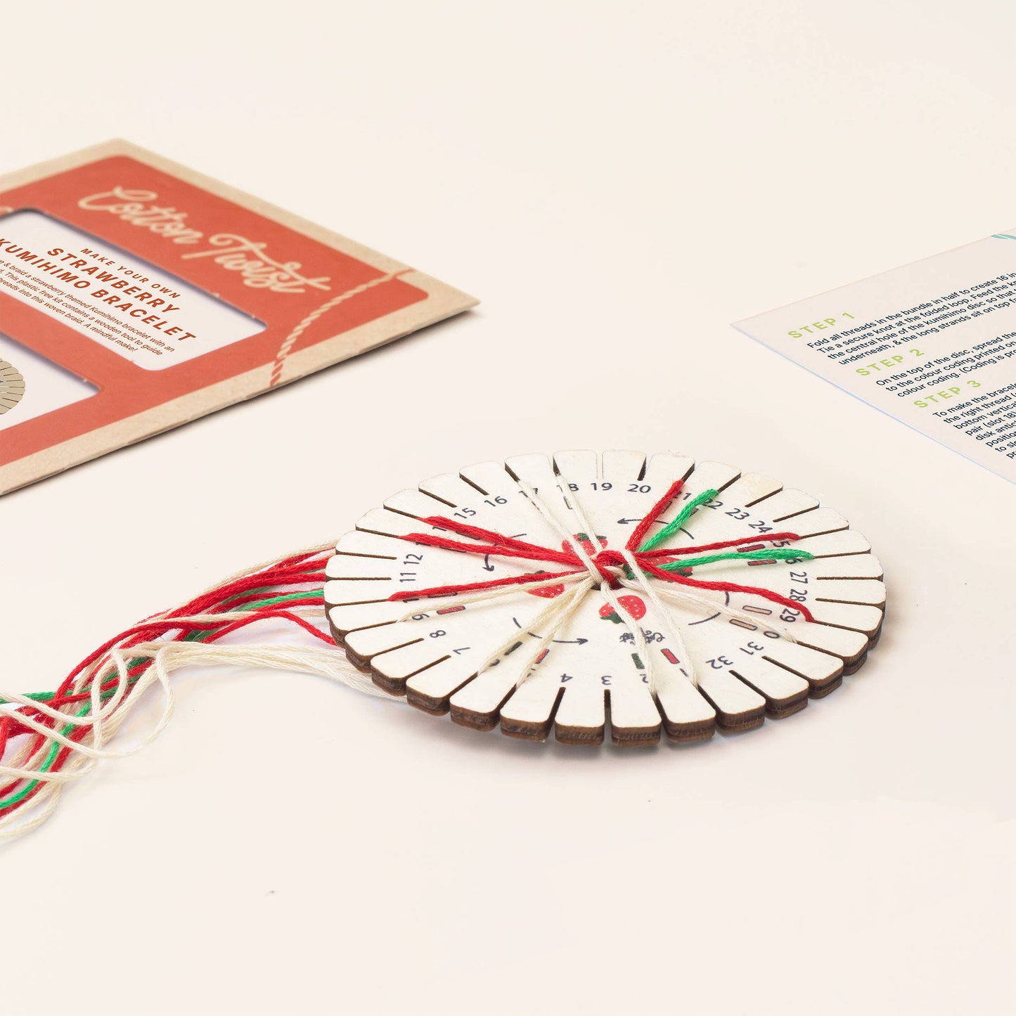Cotton Twist (WE PREPAY ALL USA DUTIES) - Make Your Own Strawberry Kumihimo Bracelet Kit