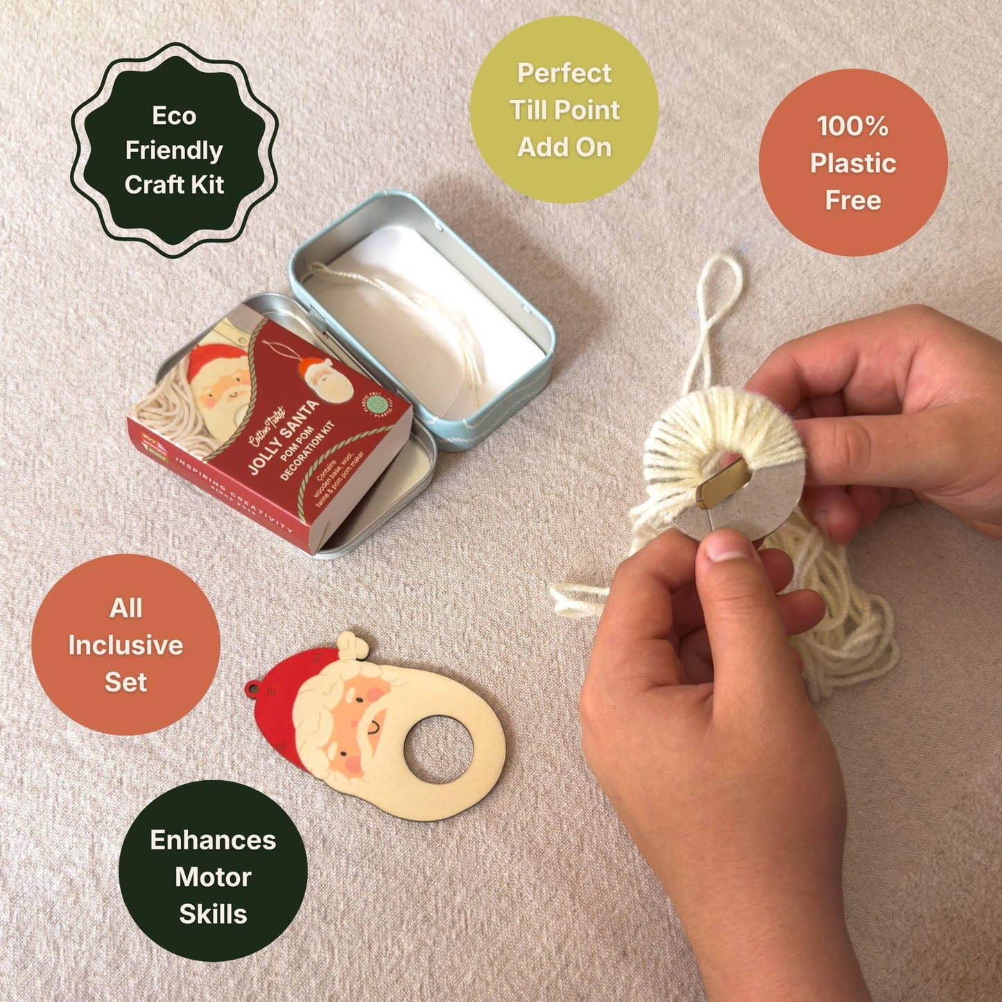 Cotton Twist - Make Your Own Pom Pom Santa Decoration Kit