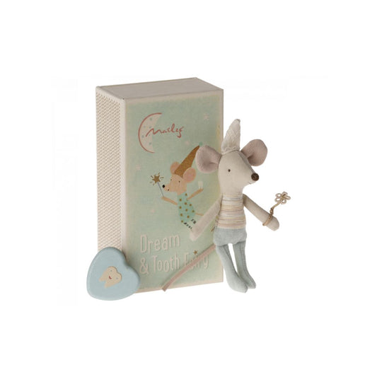 Maileg SS24 Tooth Fairy Mouse in a Matchbox, Blue (DUE END JUNE)