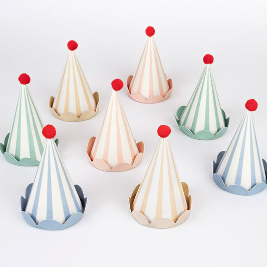 Meri Meri Stripe Pastel Party Hats (x 8)