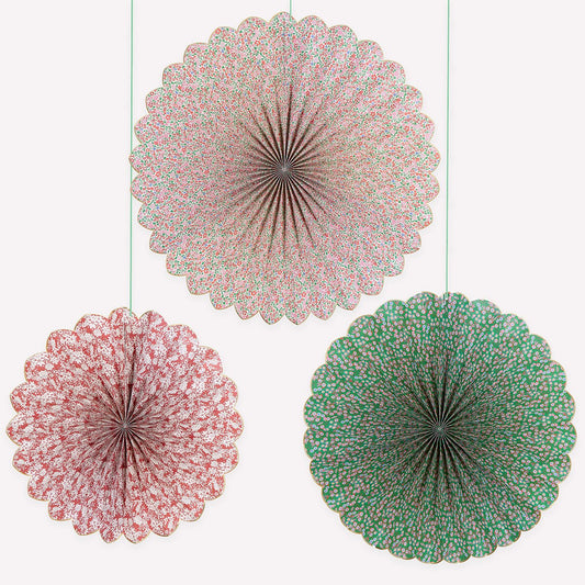 Meri Meri x Liberty Red & Green Giant Pinwheels wheels (x 3)